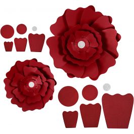 Fleurs en papier, d 15+25 cm, 230 gr, rouge, 2 pièces/ 1 Pq. [HOB-599903]