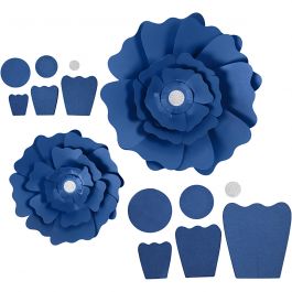Fleurs en papier, d 15+25 cm, 230 gr, bleu, 2 pièces/ 1 Pq. [HOB-599904]