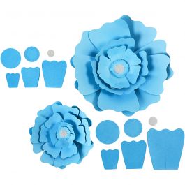 Fleurs en papier, d 15+25 cm, 230 gr, bleu clair, 2 pièces/ 1 Pq. [HOB-599908]