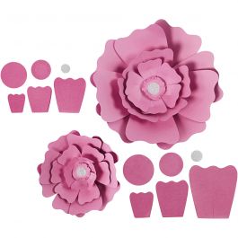 Fleurs en papier, d 15+25 cm, 230 gr, rose clair, 2 pièces/ 1 Pq. [HOB-599909]
