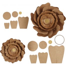 Fleurs en papier, d 15+25 cm, naturel, 2 pièces/ 1 Pq. [HOB-599916]