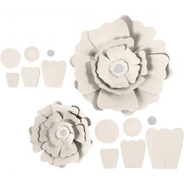 Fleurs en papier, d 15+25 cm, 230 gr, blanc cassé, 2 pièces/ 1 Pq. [HOB-599921]