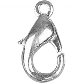 Karabinerhaken, L 12 mm, Versilbert, 100 Stk/ 1 Pck [HOB-600161]