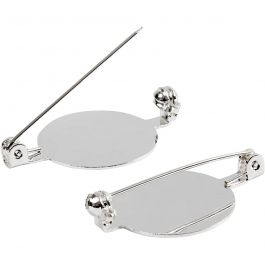 Broschen-Platte, D 20 mm, Versilbert, 100 Stk/ 1 Pck [HOB-600771]