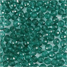 Glasschliffperlen, D 4 mm, Lochgröße 1 mm, Grün, 45 Stk/ 1 Pck [HOB-60978]