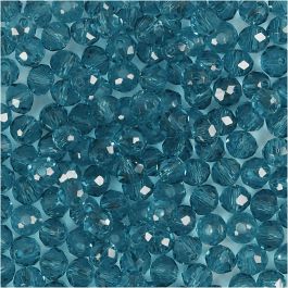 Glasschliffperlen, D 4 mm, Lochgröße 1 mm, Türkis, 45 Stk/ 1 Pck [HOB-60979]