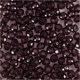Glasschliffperlen, D 4 mm, Lochgröße 1 mm, Flieder, 45 Stk/ 1 Pck [HOB-60980]