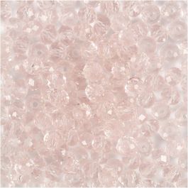 Glasschliffperlen, D 4 mm, Lochgröße 1 mm, Hellrosa, 45 Stk/ 1 Pck [HOB-60982]