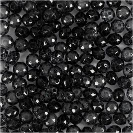 Glasschliffperlen, D 4 mm, Lochgröße 1 mm, Grau, 45 Stk/ 1 Pck [HOB-60983]