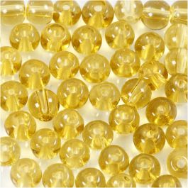 Glasperlen, D 4 mm, Lochgröße 1 mm, Gelb, 45 Stk/ 1 Pck [HOB-60991]