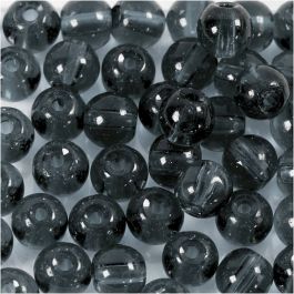 Glasperlen, D 4 mm, Lochgröße 1 mm, Grau, 45 Stk/ 1 Pck [HOB-60993]