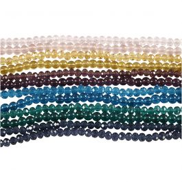 Perles de verre et perles à facettes, d 4 mm, diamètre intérieur 1 mm, 12x45pièce/ 1 Pq. [HOB-60995]