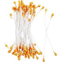 Étamines de Fleurs, L : 6,4 cm, d 2 mm, orange métallique, 100 pièces/ 1 Pq. [HOB-610353]
