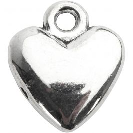 Herz-Anhänger, Größe 13x15 mm, Versilbert, 10 Stk/ 1 Pck [HOB-61069]