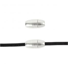 Fermoir, L: 17 mm, d 8 mm, diamètre intérieur 3 mm, argenté, 1 pièce [HOB-61158]