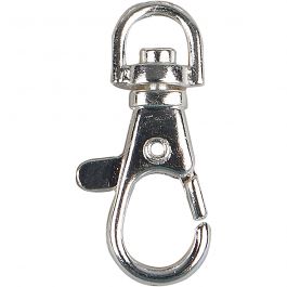 Karabinerverschluss mit Drehgelenk, H 3,7 cm, B 1,4 cm, D 37 mm, Versilbert, 15 Stk/ 1 Pck [HOB-61314]