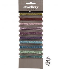 Farbige Perlenkette, D 1,5 mm, Sortierte Farben, 10x80 cm/ 1 Pck [HOB-61505]