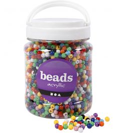 Pony-Perlen, D 6 mm, Lochgröße 3 mm, Sortierte Farben, 425 g, 700 ml/ 1 Dose [HOB-61831]