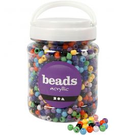 Pony-Perlen, D 8 mm, Lochgröße 4 mm, Sortierte Farben, 415 g, 700 ml/ 1 Dose [HOB-61833]