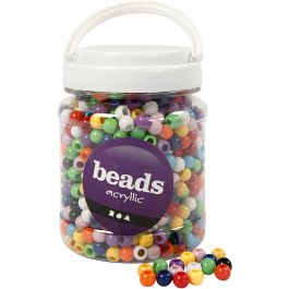 Pony-Perlen, D 10 mm, Lochgröße 4,5 mm, Sortierte Farben, 430 g, 700 ml/ 1 Dose [HOB-61835]