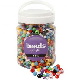 Pony-Perlen, D 6-10 mm, Lochgröße 3-5 mm, Sortierte Farben, 430 g, 700 ml/ 1 Dose [HOB-61839]