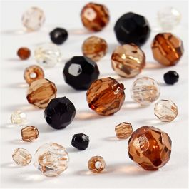 Facettenperlen, Größe 4-12 mm, Lochgröße 1-2,5 mm, Golden, 50 g/ 1 Pck [HOB-618801]