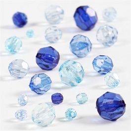 Facettenperlen, Größe 4-12 mm, Lochgröße 1-2,5 mm, Harmonie in Blau, 45 g/ 1 Pck [HOB-618821]