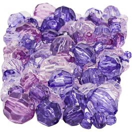 Perles à facettes, dim. 4-12 mm, diamètre intérieur 1-2,5 mm, violet, 250 gr/ 1 Pq. [HOB-61883]