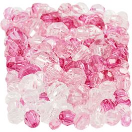 Perles à facettes, dim. 4-12 mm, diamètre intérieur 1-2,5 mm, pink (081), 250 gr/ 1 Pq. [HOB-61884]