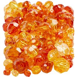 Perles à facettes, dim. 4-12 mm, diamètre intérieur 1-2,5 mm, jaune (32227), 250 gr/ 1 Pq. [HOB-61886]