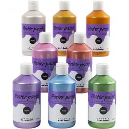 Temperafarbe Perlglanz, Sortierte Farben, 8x300 ml/ 1 Pck [HOB-629796]