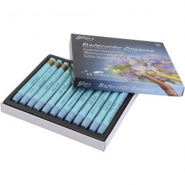 Pastels à la cire aquarellables, bleu clair, 12 pièces/ 1 Pq. [HOB-427352]