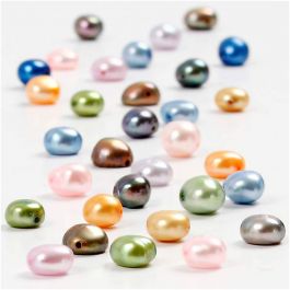 Perles d’eau douce, dim. 5-6 mm, diamètre intérieur 0,5 mm, 40 cm/ 1 Pq. [HOB-631580]