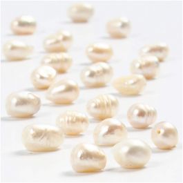 Perles d’eau douce, d 4-7 mm, diamètre intérieur 1 mm, nacré, 40 cm/ 1 Pq. [HOB-631750]