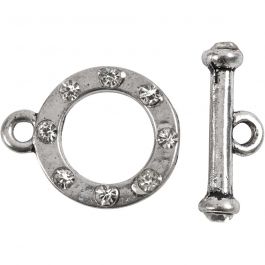 argent antique, L: 17 mm, d 20 mm, diamètre intérieur 2 mm, 1 set [HOB-63267]