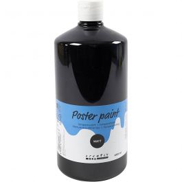 Peinture à la détrempe Mate, noir, 1000 ml/ 1 flacon [HOB-642184]
