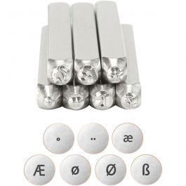 Tampons relief, Alphabet européen, L : 65 mm, dim. 3 mm, 7 pièces/ 1 set [HOB-67577]