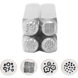 Tampons relief, Motifs graphique 1, L: 65 mm, dim. 6 mm, 4 pièce/ 1 set [HOB-67578]