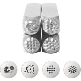 Tampons relief, Motifs graphique 2, L : 65 mm, dim. 6 mm, 4 pièces/ 1 set [HOB-67579]