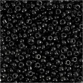 Rocailleperlen, D 3 mm, Größe 8/0, Lochgröße 0,6-1,0 mm, Schwarz, 25 g/ 1 Pck [HOB-682341]