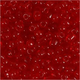 Rocailleperlen, D 4 mm, Größe 6/0, Lochgröße 0,9-1,2 mm, Rot transparent, 25 g/ 1 Pck [HOB-682531]