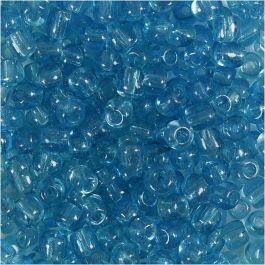Rocailleperlen, D 4 mm, Größe 6/0, Lochgröße 0,9-1,2 mm, Türkis transparent, 25 g/ 1 Pck [HOB-682541]