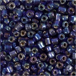 Rocailleperlen, D 4 mm, Größe 6/0, Lochgröße 0,9-1,2 mm, Blau irisierend, 25 g/ 1 Pck [HOB-682631]