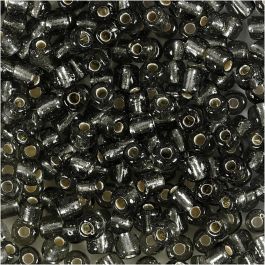 Rocailleperlen, D 4 mm, Größe 6/0, Lochgröße 0,9-1,2 mm, Grau transparent, 25 g/ 1 Pck [HOB-682741]