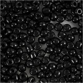 Rocailleperlen, D 4 mm, Größe 6/0, Lochgröße 0,9-1,2 mm, Schwarz, 25 g/ 1 Pck [HOB-682811]
