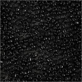 Perles de Rocaille, d 2 mm, dim. 12/0, diamètre intérieur 0,8 mm, noir, 25 gr/ 1 Pq. [HOB-682831]