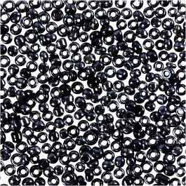 Perles de Rocaille, d 1,7 mm, dim. 15/0, diamètre intérieur 0,5-0,8 mm, gris foncé, 25 gr/ 1 Pq. [HOB-686820]