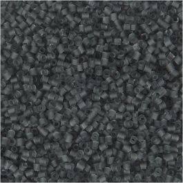 Rocaille Seed Beads 2-cut, D 1,7 mm, Größe 15/0, Lochgröße 0,5 mm, Transparent Grau, 25 g/ 1 Pck [HOB-687800]
