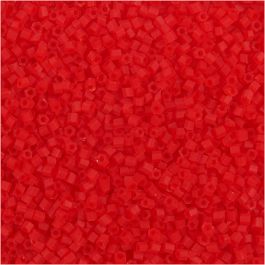 Rocaille Seed Beads 2-cut, D 1,7 mm, Größe 15/0, Lochgröße 0,5 mm, Transparent Rot, 25 g/ 1 Pck [HOB-687870]