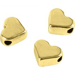 Perle espaceur, dim. 5,5x7 mm, diamètre intérieur 1 mm, doré, 3 pièces/ 1 Pq. [HOB-69092]